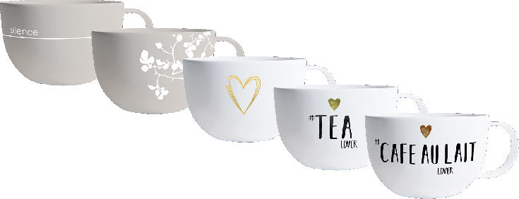 Ppd Pure XXL Tasse – 0,55 l, New Bone China, grau, spülmaschinenfest, mikrowellengeeignet