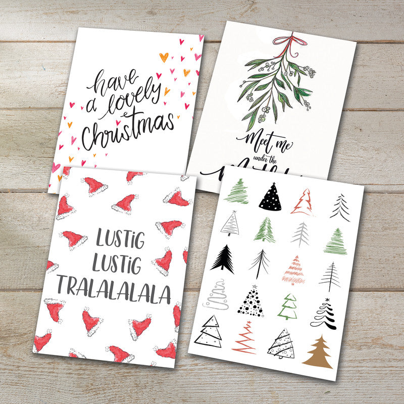 Sigel Grusskarte Weihnachten (Buntes Weihnachten) – A6 (105 × 148 mm), Text DE/EN, für Inkjet/Laser/Kopierer