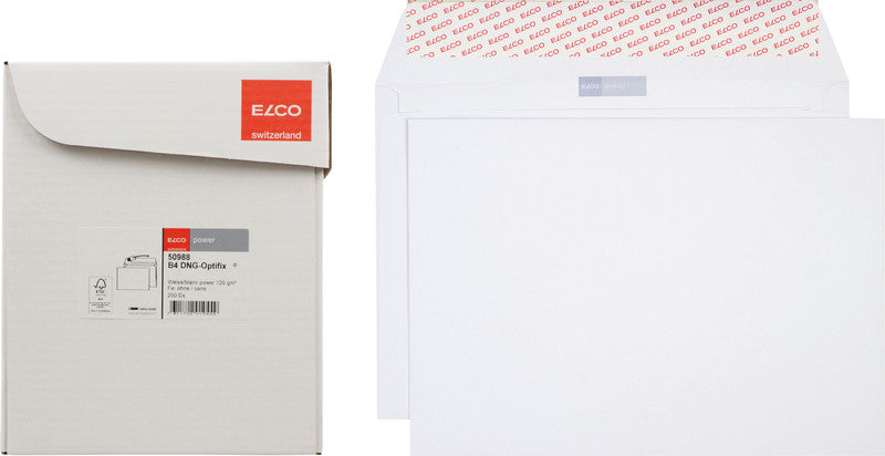 Elco Couvert B4, ohne Fenster, selbstklebend, weiss, 120 g/m² – 250 Stk.