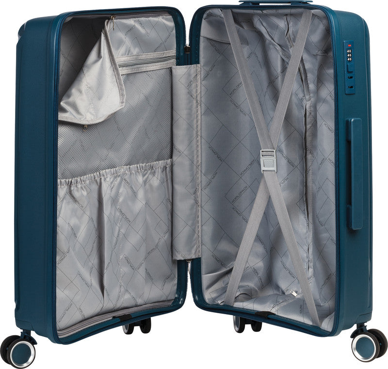 Worldpack Kofferset Vegas 3-teilig – Hartschale PP, 4 Doppelrollen, Petrol