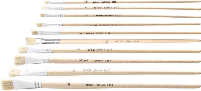 ELCO Pinsel – braun, Holz (Birke), Länge 300 mm, flach, mit Aluminiumzwinge, für Ölfarben