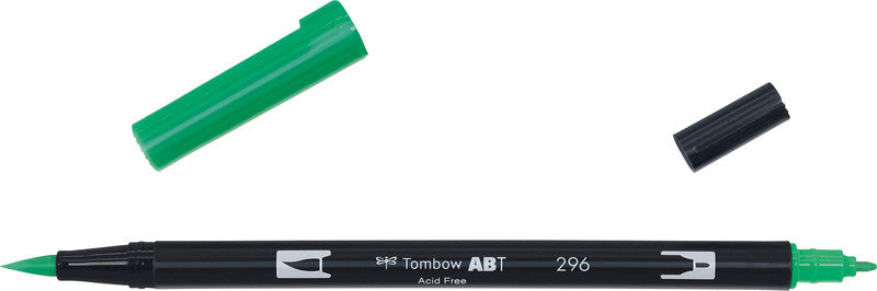Tombow Brush Pen ABT Dual – Feinspitze 0,3 mm, Pinselspitze 3-10 mm – Grün – wasservermalbar