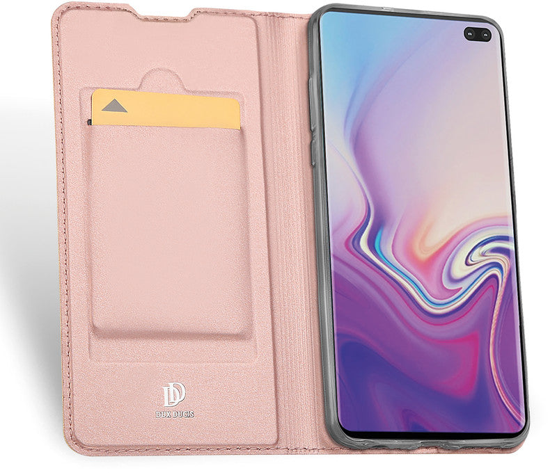 Dux Ducis Booklet-Hülle – für Samsung Galaxy S10+ – Roségold – Kunstleder, mit Kartenfach, Magnetverschluss