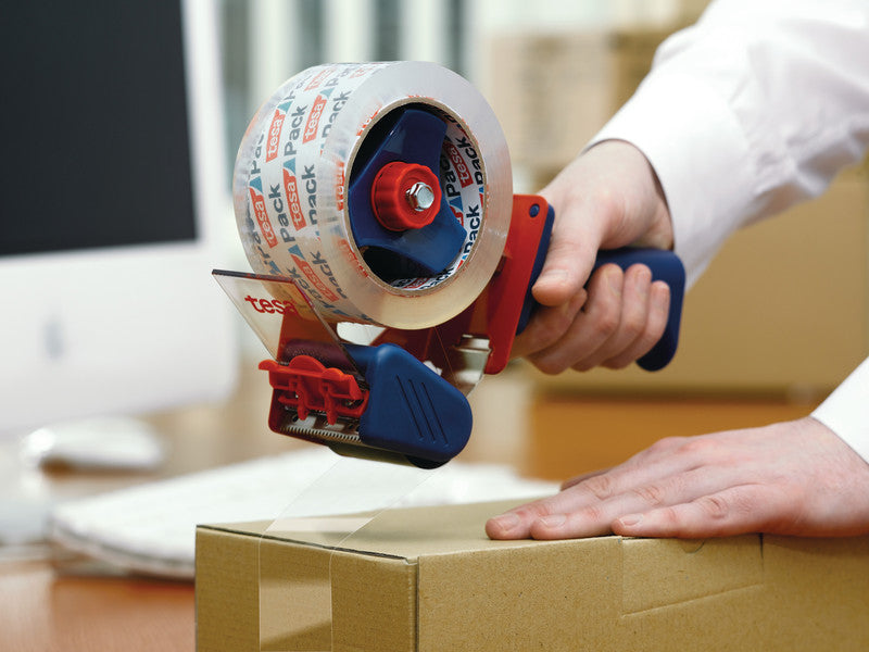 tesa Verpackungsbandabroller – für Rollenbreite bis 50 mm, für Kern 3", für Bandlänge bis 66 m, mit Bremse