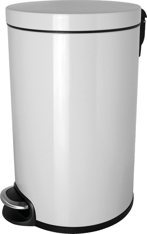 Helit Tretabfallbehälter – 20 l – Stahl, weiss – Ø 293 × H 455 mm