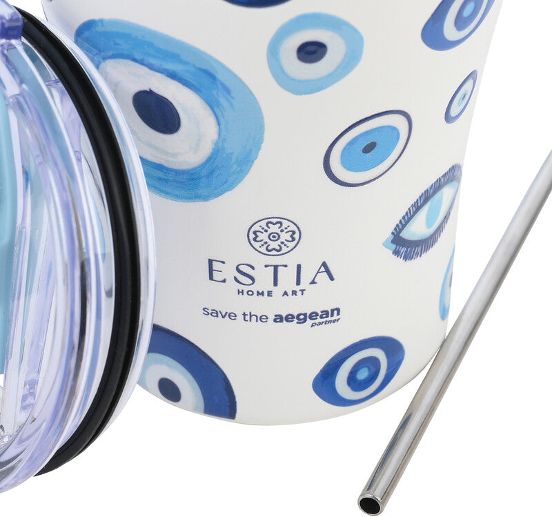 Estia Kaffeebecher – 350 ml, Ø 9,0 cm, H 13,0 cm, Edelstahl, doppelwandig, BPA-frei, Druckverschluss