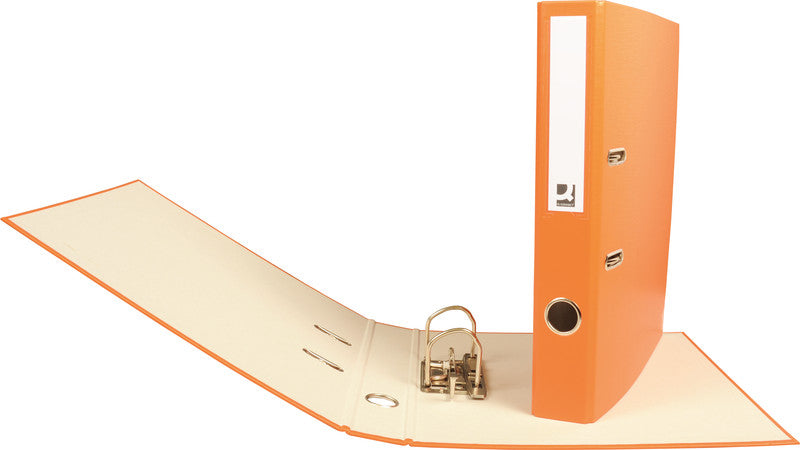 Q-connect Ordner – A4 hoch – 2-Ring Hebelmechanik, Rücken 40 mm – orange, Karton, mit Griffloch, FSC