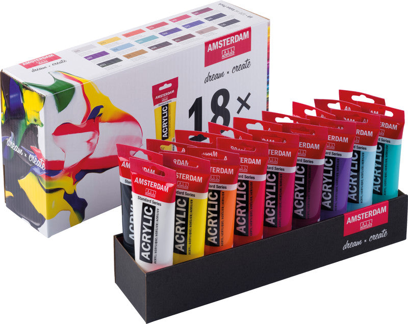Royal Talens Amsterdam Standard-Serie Acrylfarbe-Set – 18 Farben (18×120 ml (2,16 l))