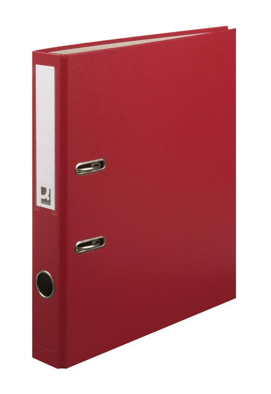 Q-connect Ordner – A4 hoch – 2-Ring Hebelmechanik, Rücken 40 mm – rot, Karton, mit Niederhalter, FSC
