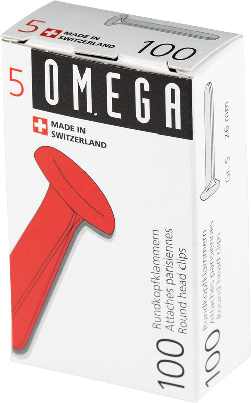 Omega Büroklammern – Musterklammern – 26 mm – Metall – Silber – 100 Stück