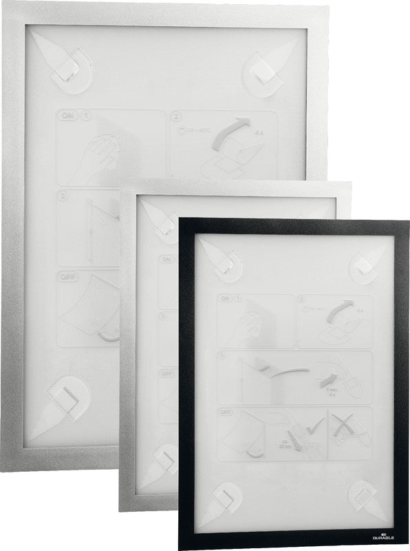 Durable Info-Rahmen – 236 × 322 mm, schwarz, Kunststoff, selbstklebend