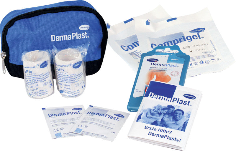 DermaPlast Erste-Hilfe-Set – für Alltagsverletzungen – Blau, Nylon – 150 × 110 × 70 mm