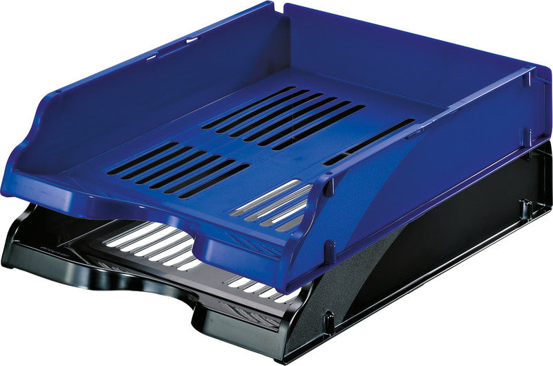 Esselte Briefkorb – mit Griffausschnitt, mit Beschriftungsfeld, glänzend, schwarz, B 260 × H 76 × T 336 mm
