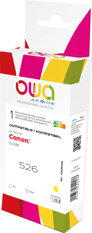 Owa Tintenpatrone CLI-526Y, Gelb, 10 ml – für Canon Pixma