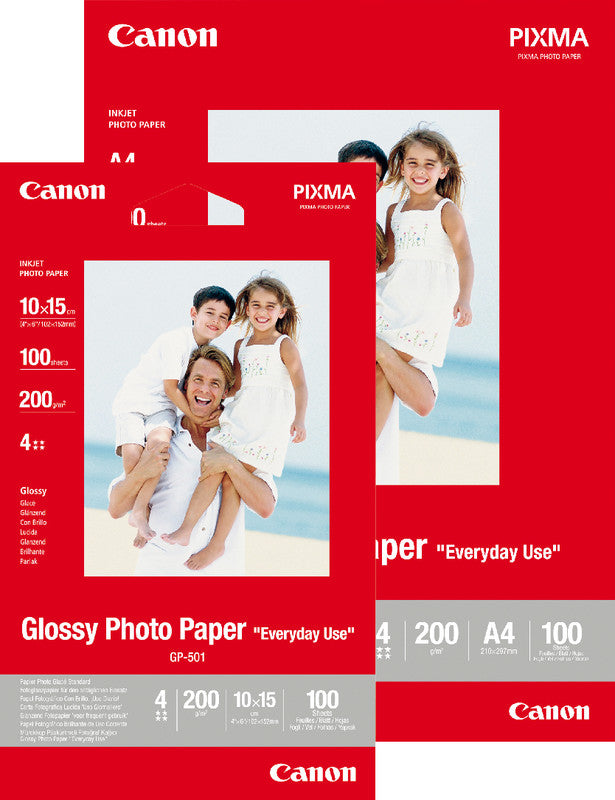 Canon Fotopapier – glänzend, A4, 200 g/m², 100 Blatt – für Inkjetdrucker