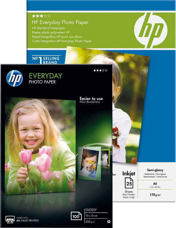 HP Fotopapier – glänzend, 100 × 150 mm, 200 g/m², 100 Blatt – für Inkjet-Drucker