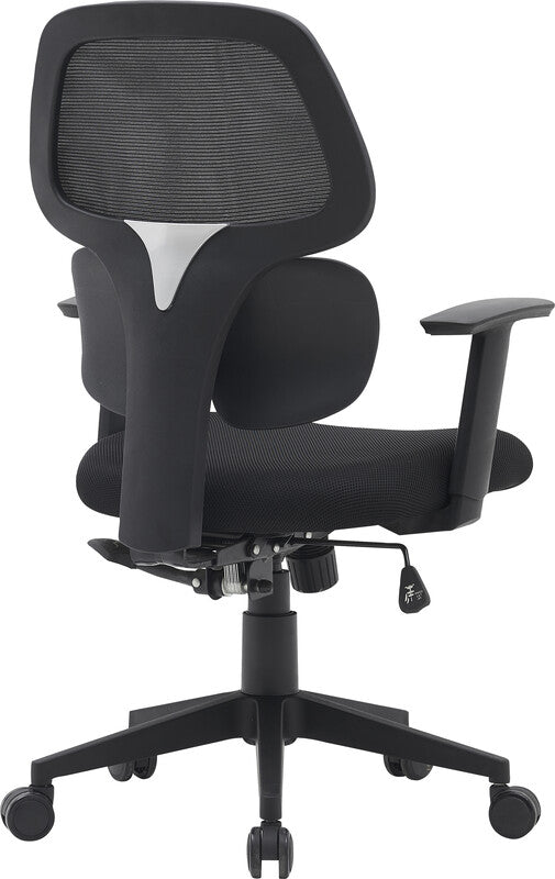 Q-CONNECT Ancona Bürostuhl – Netzrücken – Schwarz, höhenverstellbare Armlehnen, 46–56 cm, bis 110 kg