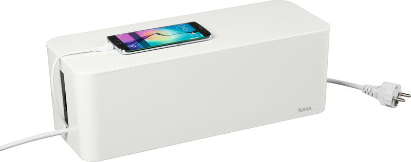 Hama Maxi Kabelbox 400 × 138 × 156 mm – für Kabel bis Ø 20 mm – weiss – Kunststoff
