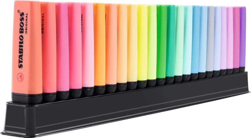 STABILO BOSS Original Textmarker Desktop Set 23 Farben – Keilspitze, 2–5 mm, nachfüllbar