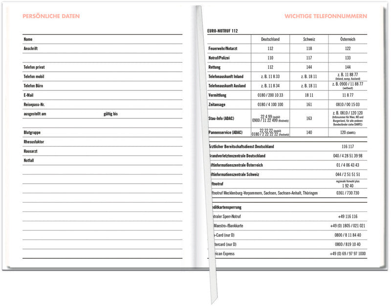 Heye Lady Agenda – 1 Woche/1 Seite, Gebunden, A5, 2026, Mehrsprachig, Weiss, Blumen, FSC