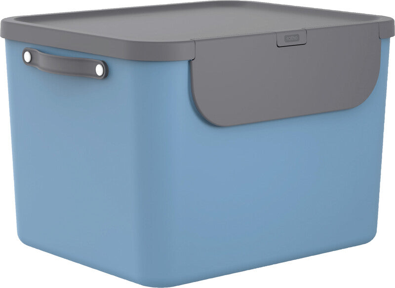 Rotho Recyclingbox Albula – 55 l – Kunststoff, rechteckig – Horizon Blau