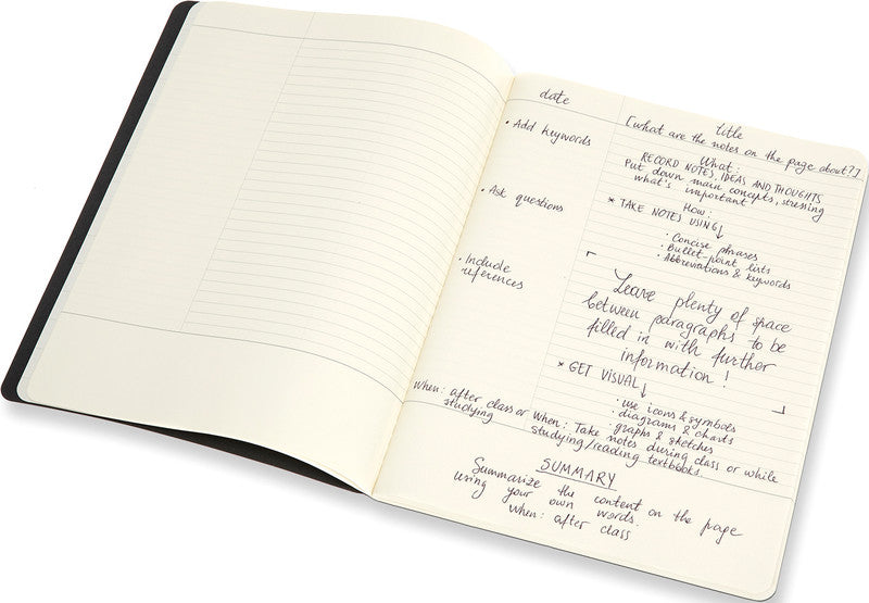 Moleskine Notizheft, 216 × 279 mm, liniert, Fadenheftung, Karton, 120 Seiten, 70 g/m² – Elfenbein