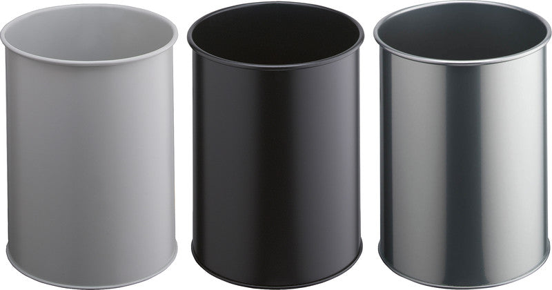 Durable Papierkorb – 15 l – Metall, Silber – Ø 260 × H 315 mm