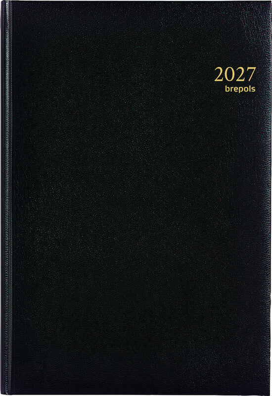 Brepols Omega Agenda – 1 Woche/2 Seiten, gebunden, 21 × 29 cm, 2026, schwarz, FSC