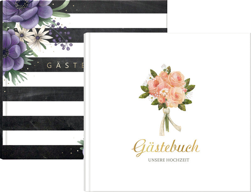 Grätz Verlag Unsere Hochzeit Hochzeitsgästebuch – 210 × 200 mm – 100 Seiten – gebunden, weiss, Goldprägung