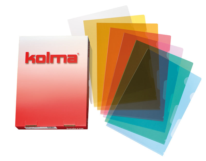 Kolma Sichtmappe A4 – 100 Hüllen, farbig sortiert, Kunststoff, matt, 120 µm