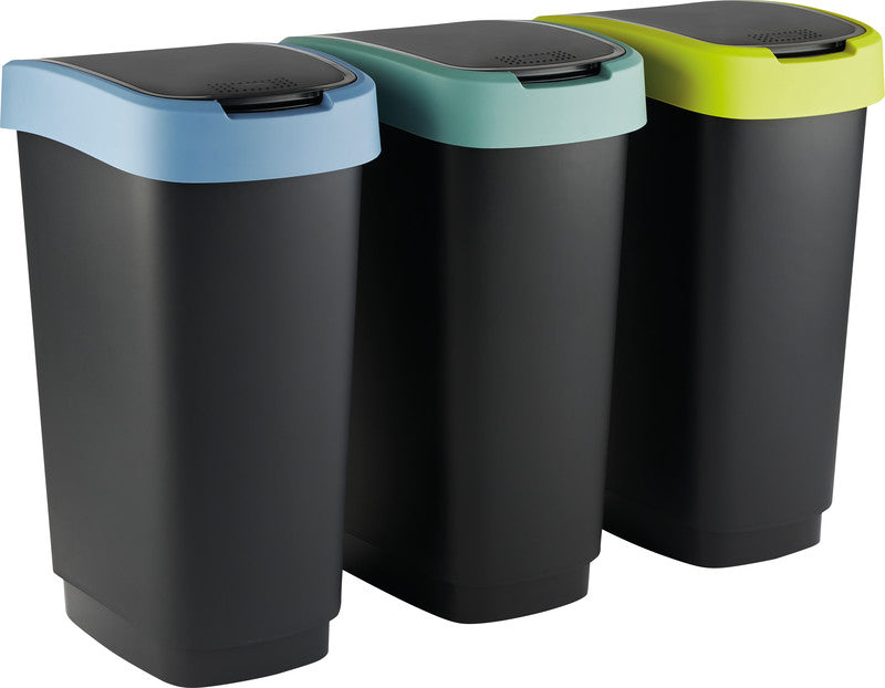 Rotho Abfallcontainer – 50 l – mit Deckel – Kunststoff, Limettengrün – B × H × T 298 × 602 × 401 mm