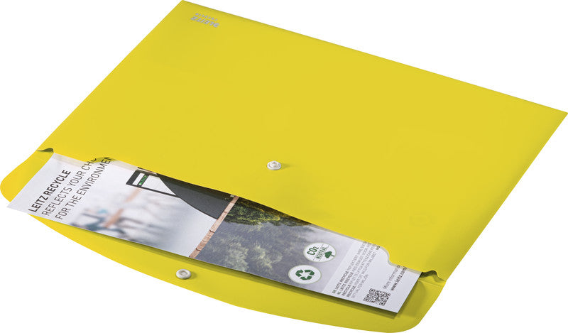 Leitz Dokumentenmappe A4 – Druckknopf, Kunststoff, Gelb, bis 60 Blatt