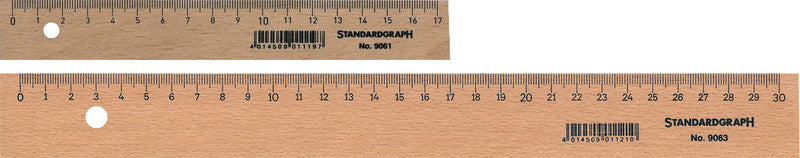 Standardgraph Wandtafel-Lineal 17 cm – Holz (Buche), Braun, mit Stahl-Schneidekante