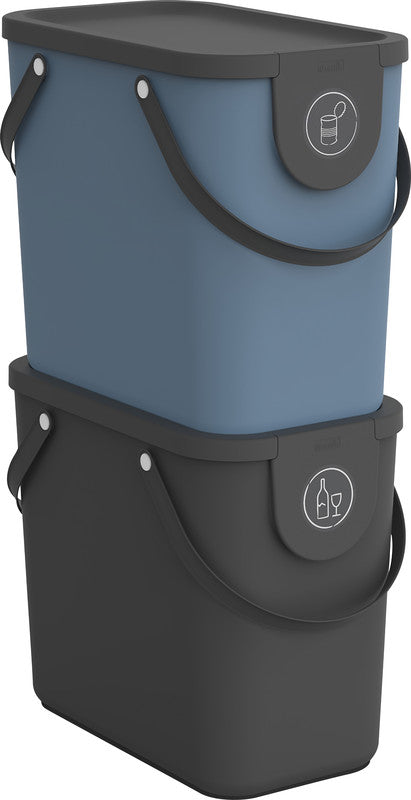 Rotho Abfallcontainer – 40 l – mit Deckel – Kunststoff, Anthrazit – B × H × T 358 × 340 × 400 mm