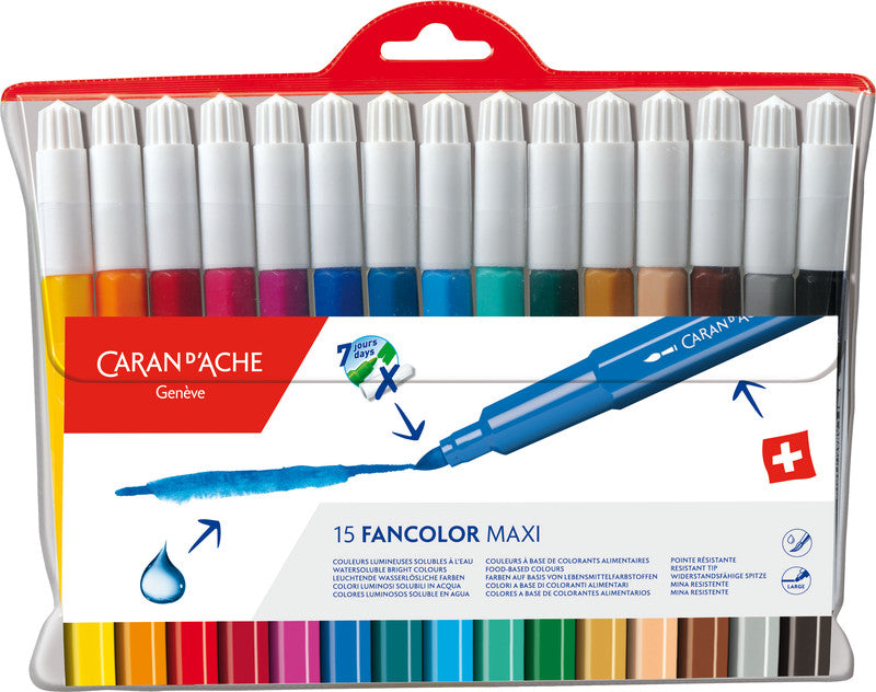 Caran d-Ache Caran d'Ache – Filzstifte, Strichbreite 5 mm, auswaschbar, 15 Farben