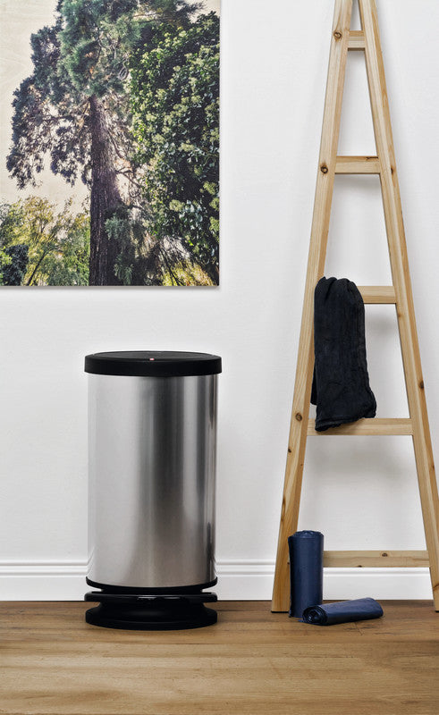 Rotho Abfallcontainer – 30 l – mit Deckel – Kunststoff, Silber – B × H × T 302 × 592 × 357 mm