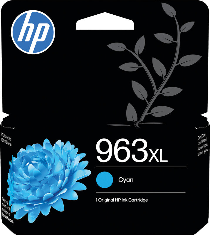 HP 963XL Cyan Tintenpatrone (Original) – 1'600 Seiten – für HP OfficeJet Pro 9010/9012/9014 … – 3JA27AE