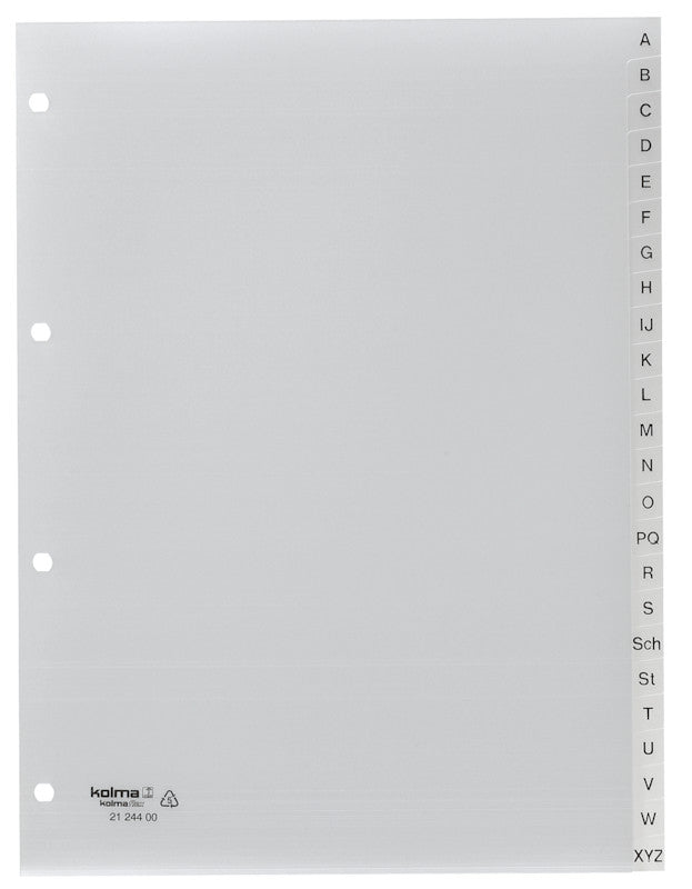 Kolma Vista Register – A4, 24-teilig, PP, transparent, vorgedruckt, 4-fach Lochung