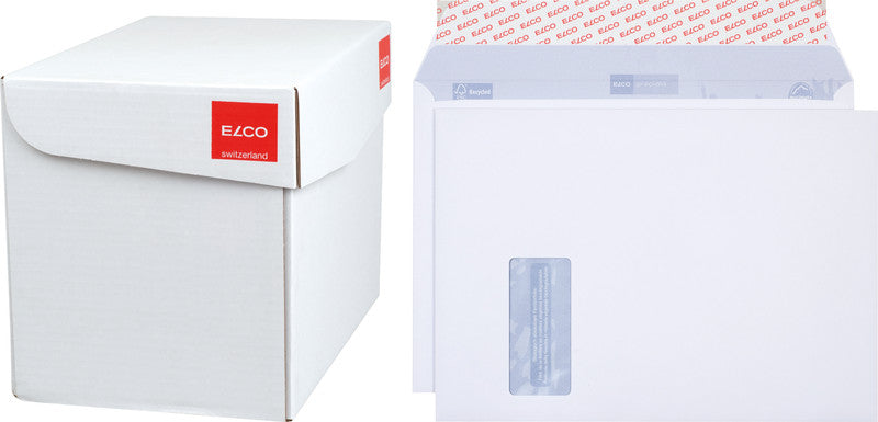 Elco Couvert C4, Fenster links, selbstklebend, weiss, 120 g/m², mit Innendruck – 250 Stk.