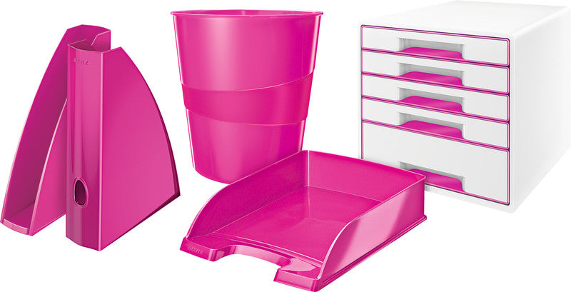 Leitz Papierkorb WOW – 15 l – Kunststoff (PS), rund – pink