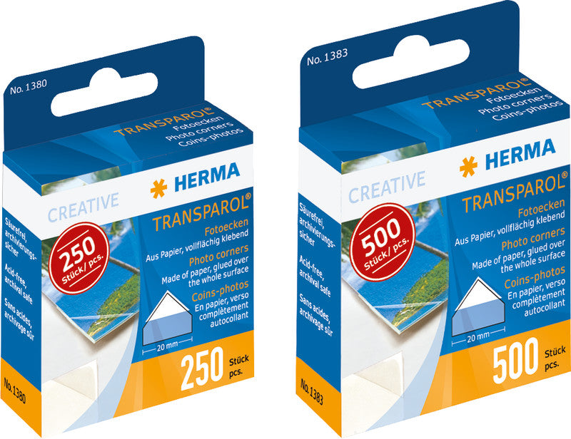 HERMA Transparol Fotoecken – permanent, transparent, lösemittelfrei, 250 Stk., für Fotos, Papier