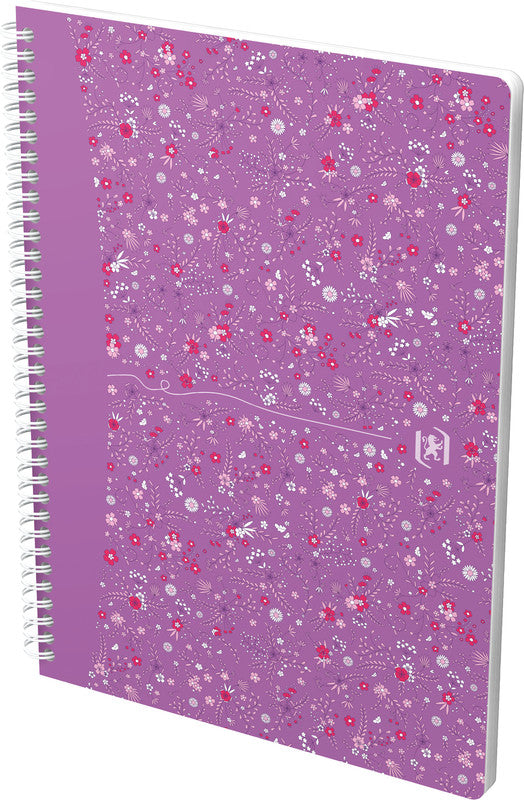 Oxford Collegeblock B5, liniert, Spiralbindung, 60 Blatt, perforiert, 90 g/m² – floral, für SCRIBZEE App