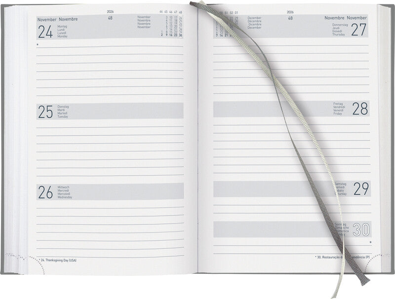 Biella Dispo Term Trend Agenda – 1 Woche/2 Seiten, gebunden, 14,5 × 20,5 cm, Jan–Dez, Swirl, FSC
