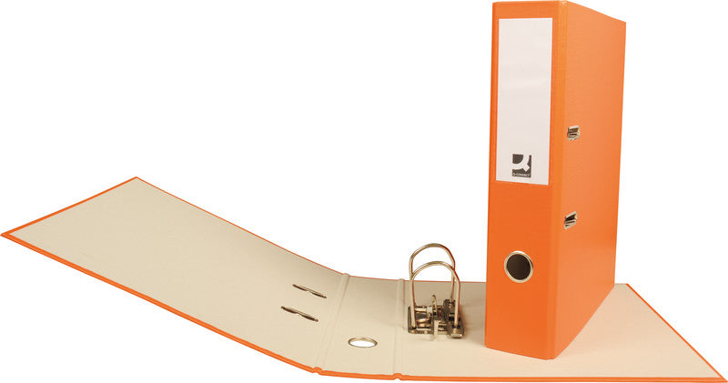Q-connect Ordner – A4 hoch – 2-Ring Hebelmechanik, Rücken 70 mm – orange, mit Griffloch, FSC