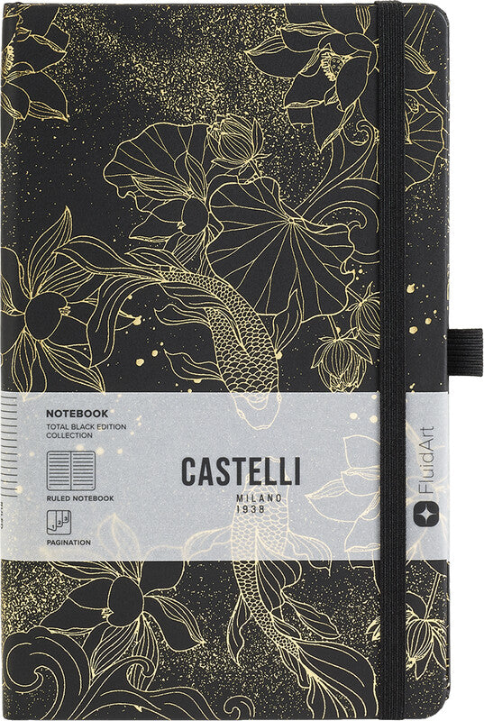 Castelli Notizbuch – A5 – Liniert – 192 Seiten – 80 g/m² – Gebunden, Gummiband, Stiftschlaufe, Mehrfarbig