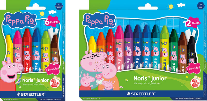 Staedtler Noris junior Wachsmalkreiden-Set – 12 Farben, Mine Ø 14 mm, Kartonetui