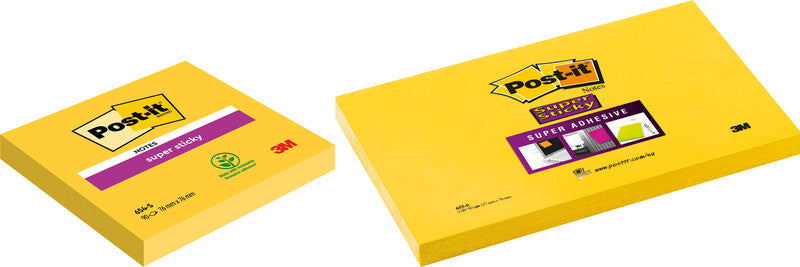 Post-it Super Sticky Haftnotizen – 76×76 mm – Gelb, 90 Blatt, PEFC