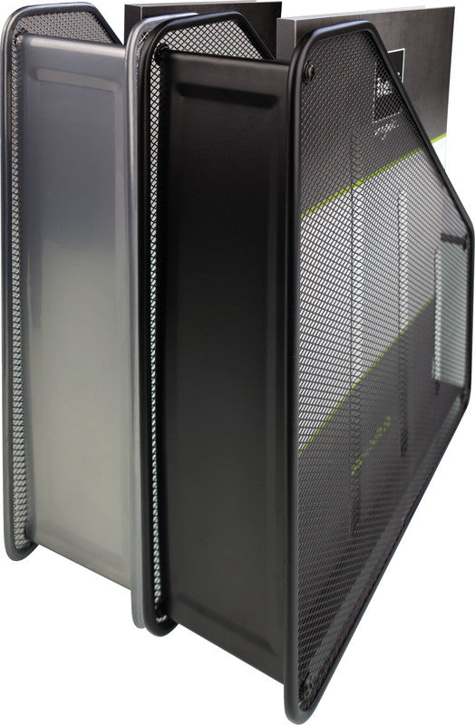 Helit Stehsammler – Stahl, ohne Beschriftungsfeld, schwarz, 80×290×315 mm