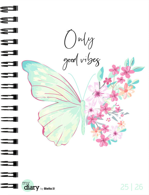 Biella mydiary Schüleragenda – 1 Woche/2 Seiten, Spiralbindung, A5, Aug–Jul, Style, FSC
