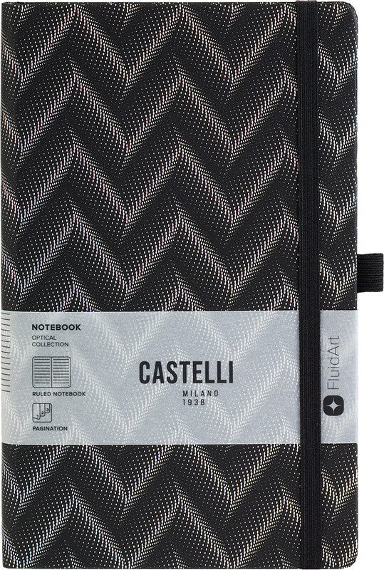 Castelli Notizbuch – A5 – Liniert – 192 Seiten – 80 g/m² – Gebunden, Gummiband, Stiftschlaufe – Mehrfarbig